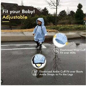 New HAPIU Kids Toddler Blue Rain Coverall Muddy Buddy Waterproof Suit Size 2T